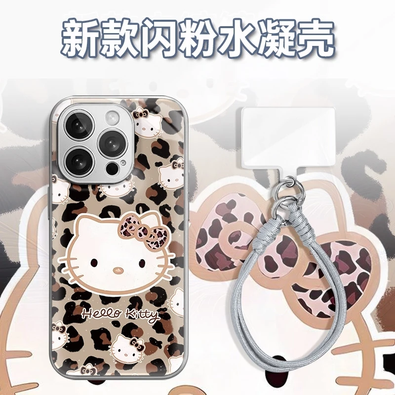 豹纹大KT头像贴图水凝玻璃壳适用iPhone苹果16手机壳华为oppo小米