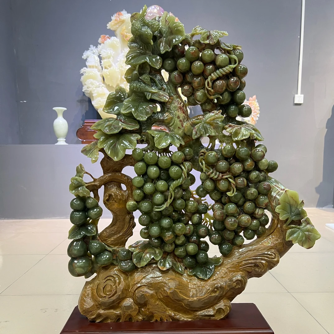 天然古青葡萄硕果累累手工雕刻家居办公室玄关乔迁开业摆设