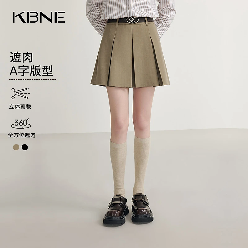 KBNE半身裙百褶裙女款爆款2025新款春季a字学院风洋气半身短裙