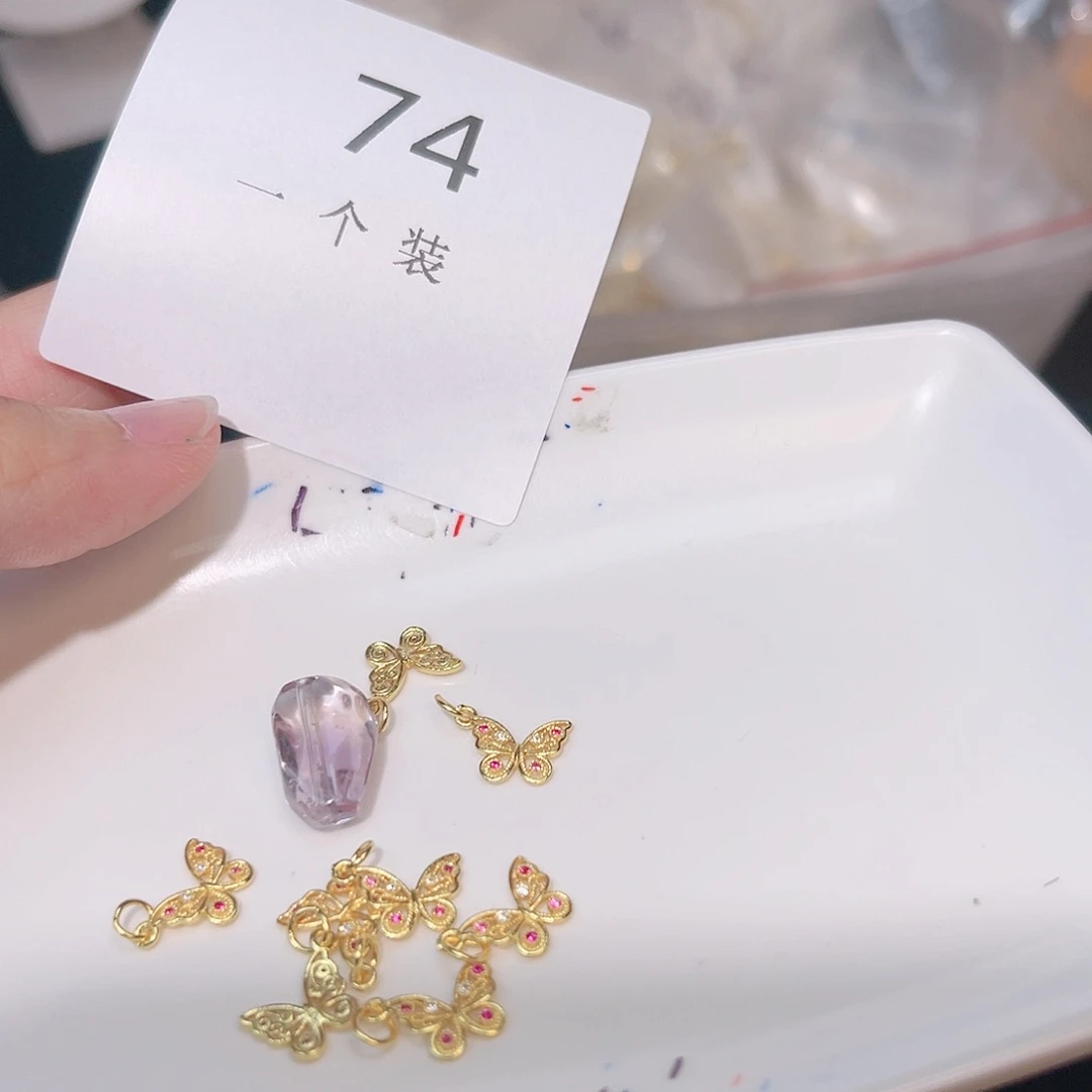 水晶珠宝半成品银S925镀金镶嵌74