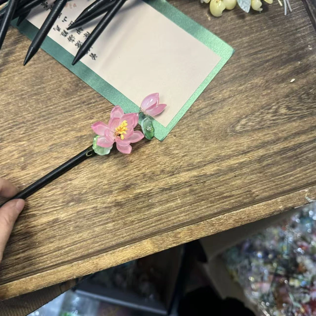 双荷木簪，前尘梦古风汉服配饰