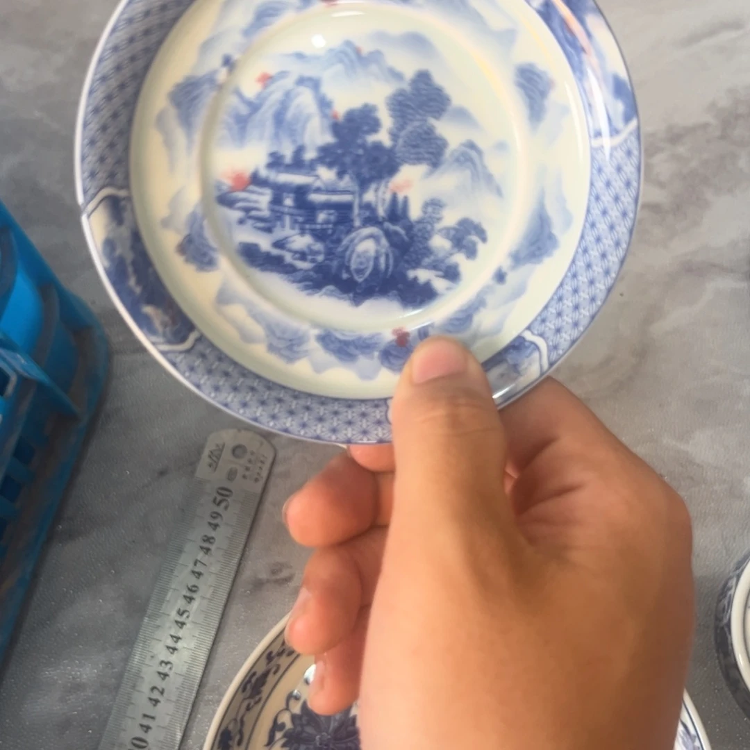 白青花富春山居图壶承全