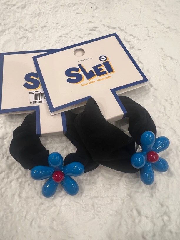 韩系简约蓝色小兰花头绳发绳（两根）