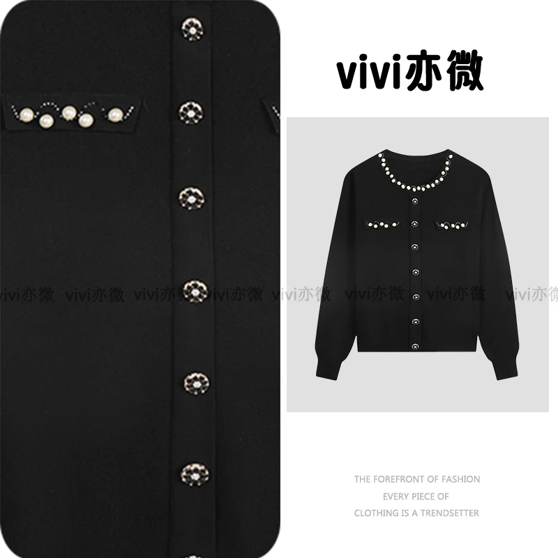 【vivi亦微】重工装饰法式优雅轻奢秋款气质显瘦套头羊毛针织衫时尚