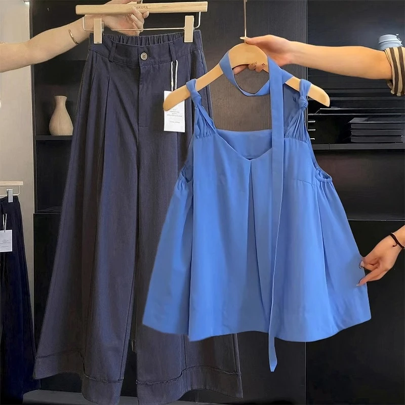 超气质温柔！韩系气质小众别致V领扭结吊带背心女夏季设计感宽松