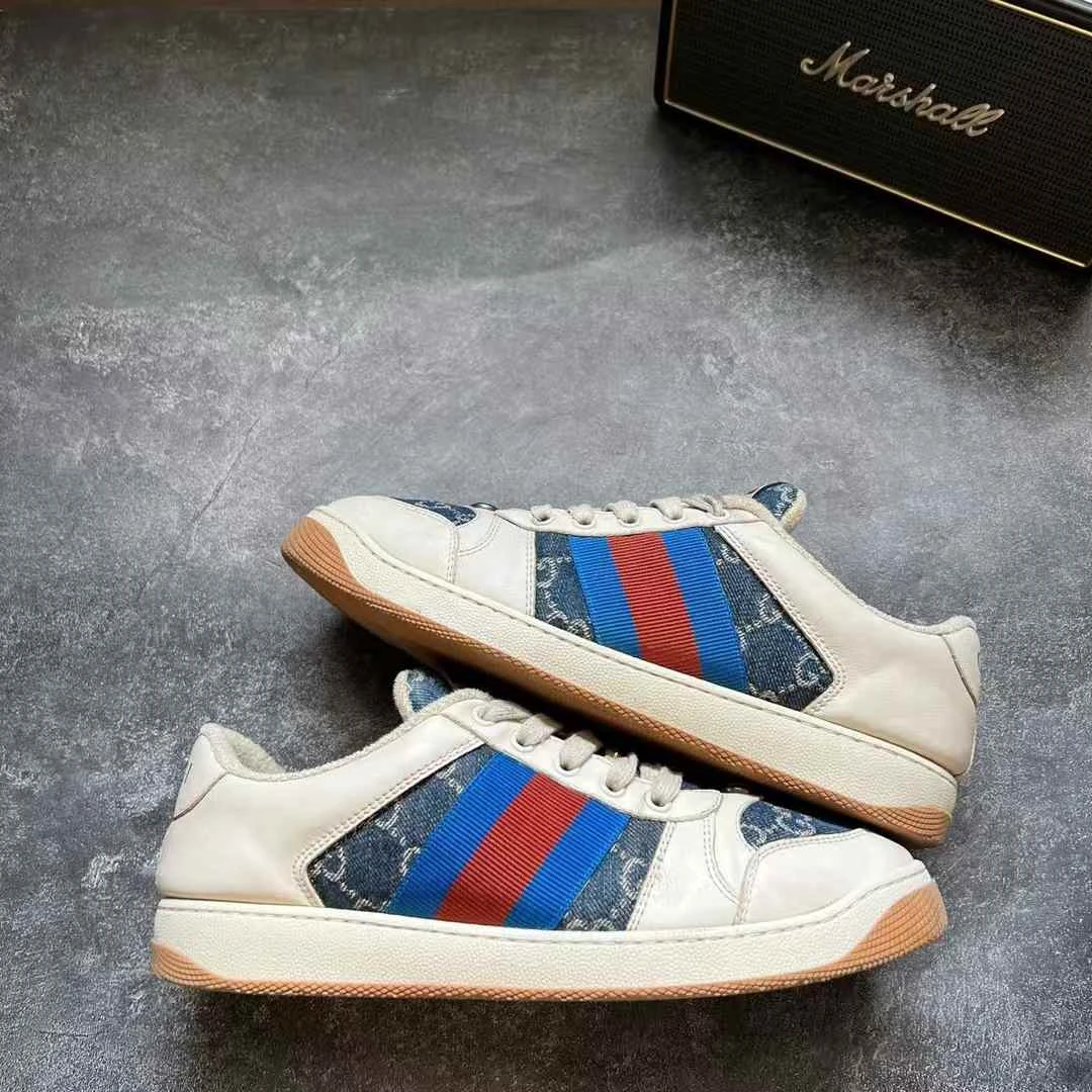 95新 GUCCI/古驰 葡萄籽奢潮/GUCCI古驰 白蓝脏脏鞋/40码