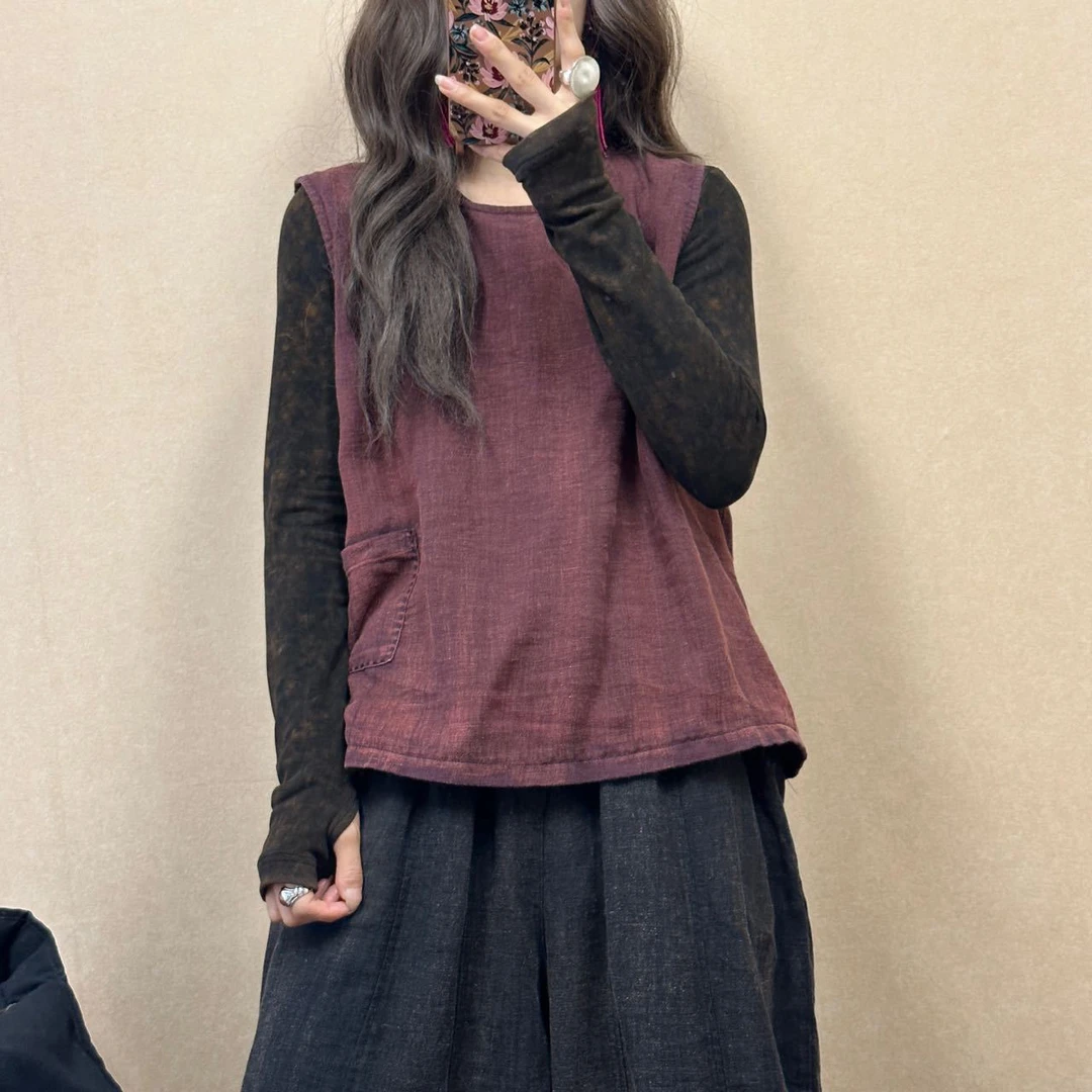 (老钱推荐)麻雀双层亚麻背心