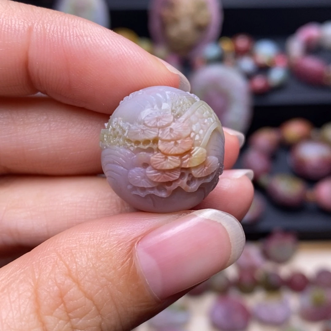 玛瑙/玉髓配饰未镶嵌《山水圆珠》