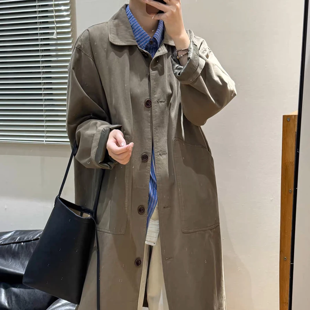 英伦风复古小众中长款风衣外套秋季新款气质休闲宽松百搭薄款大衣