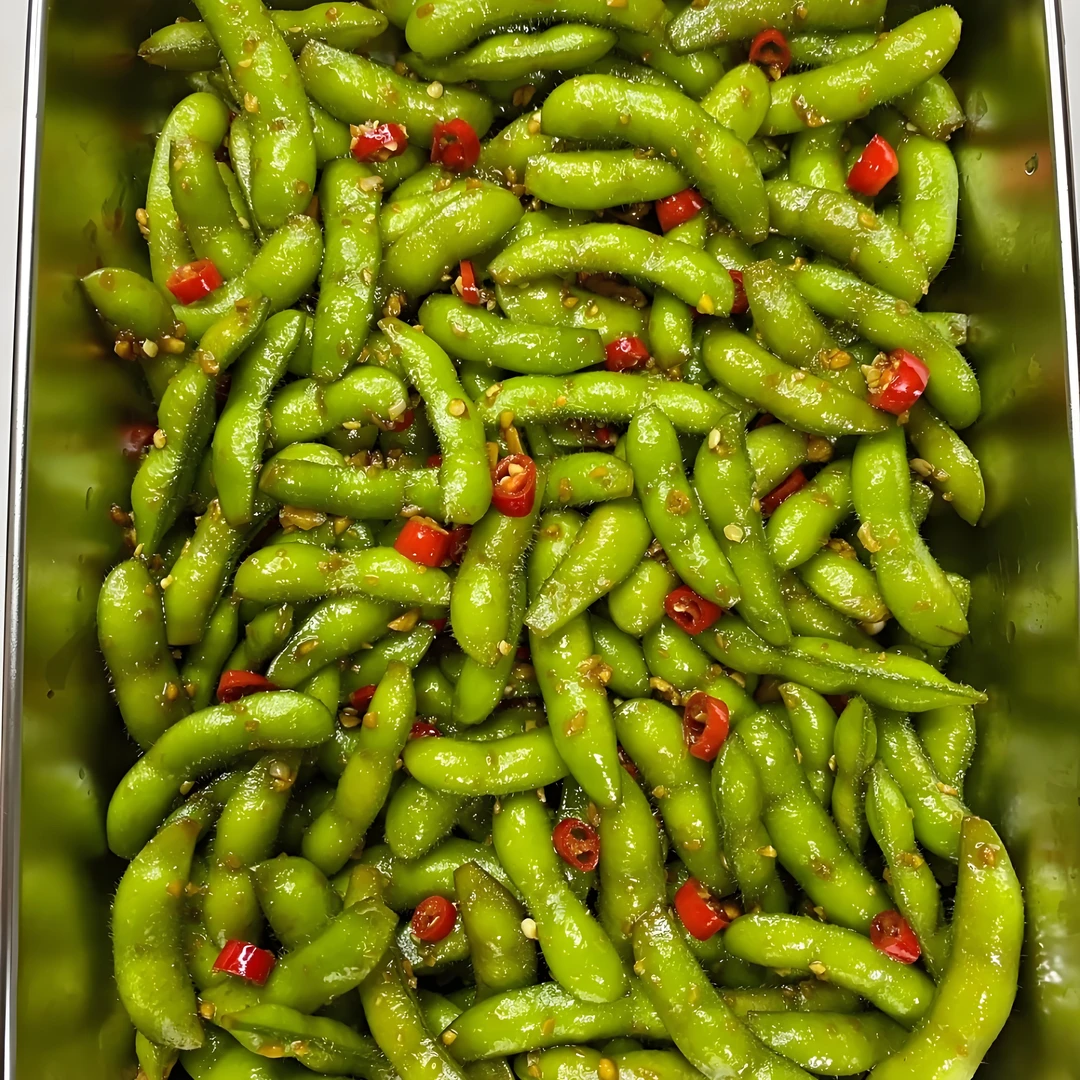 香辣毛豆夜宵凉菜即食真空包装零食水煮花生带壳毛豆五香毛豆商用