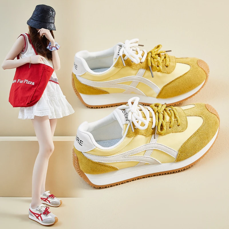 ins潮韩版新款阿甘鞋女2025夏季学生运动休闲鞋网面透气增高