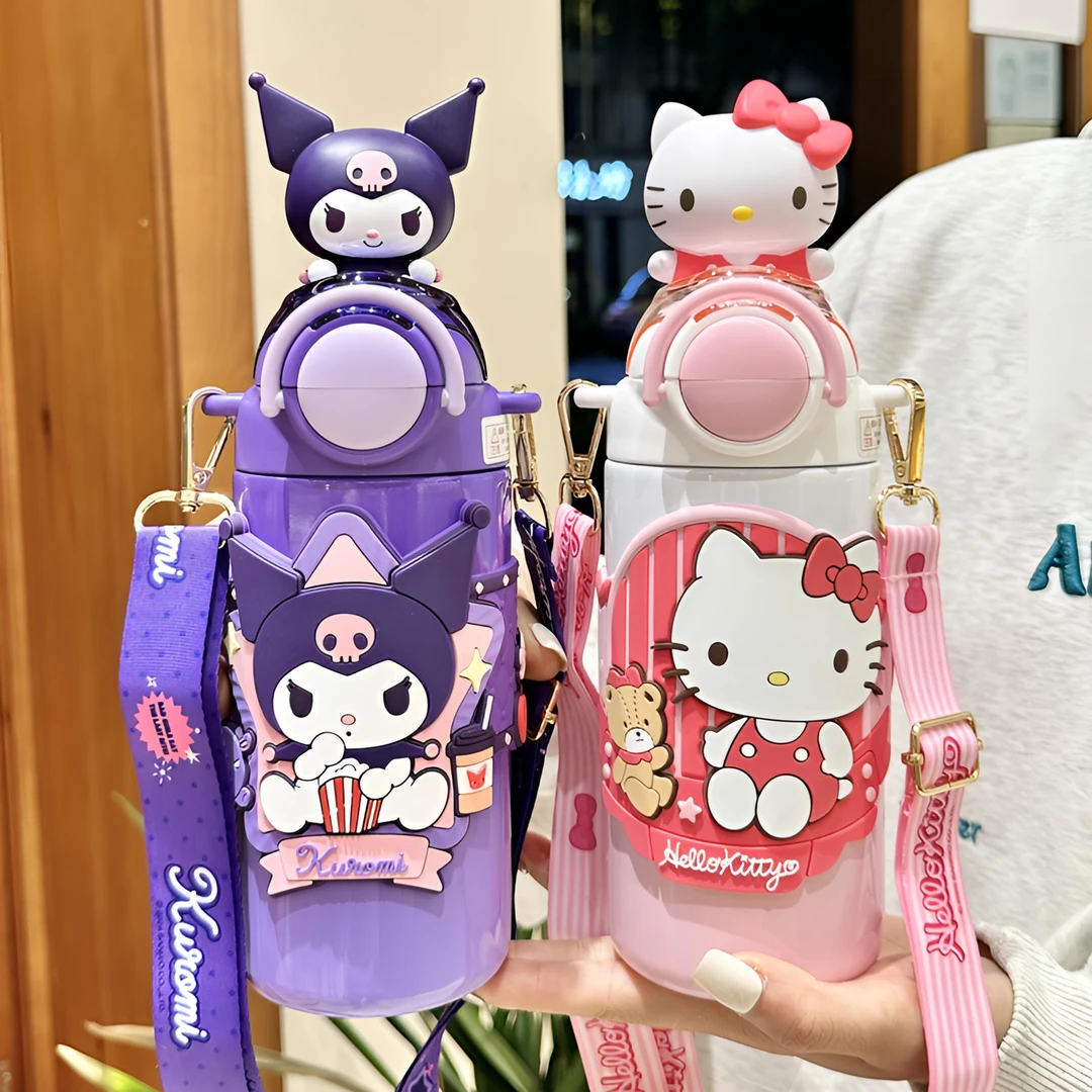 hellokitty保温杯女生高颜值吸管水杯新款2025大容量双饮学生杯子