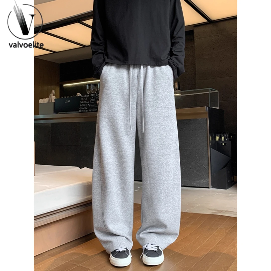 黑色弯刀裤子男cleanfit休闲运动长裤美式重磅男士纯黑直筒卫裤