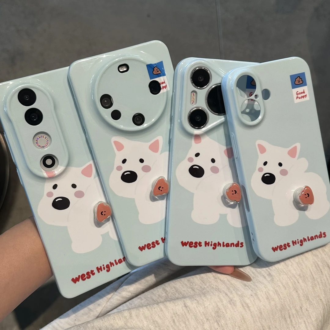 欧克里里淡青屁屁小狗旋转贴件适用苹果17手机壳华为vivo小米oppo