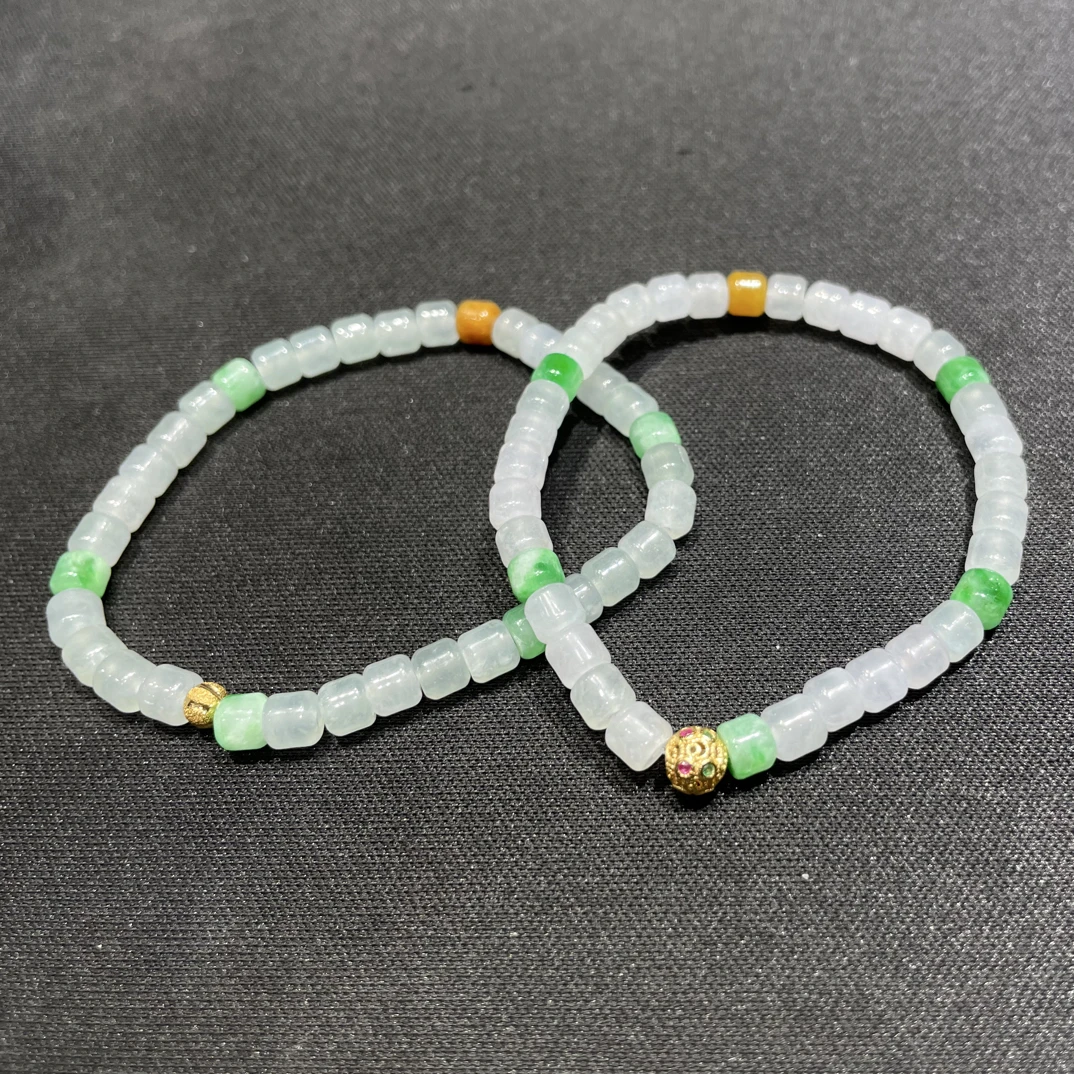 【泰和】多巴胺翡翠算盘桶珠手串 多样性随机发其一（配饰随机）x476