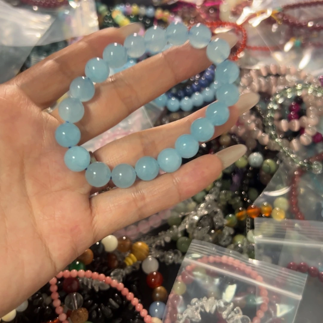 水晶手串未镶嵌海蓝宝卡10