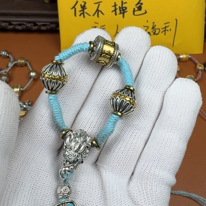 合成碳硅石铜合金文玩配饰龙头三通套装