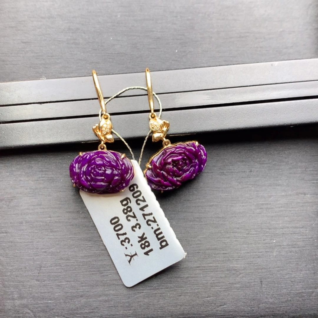 苏纪石（舒俱来）18K金镶嵌耳饰