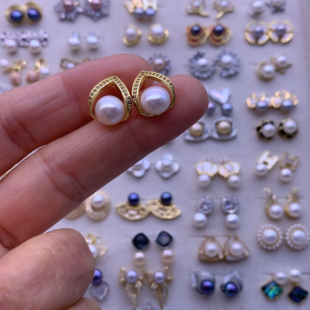 淡水珍珠耳饰合金