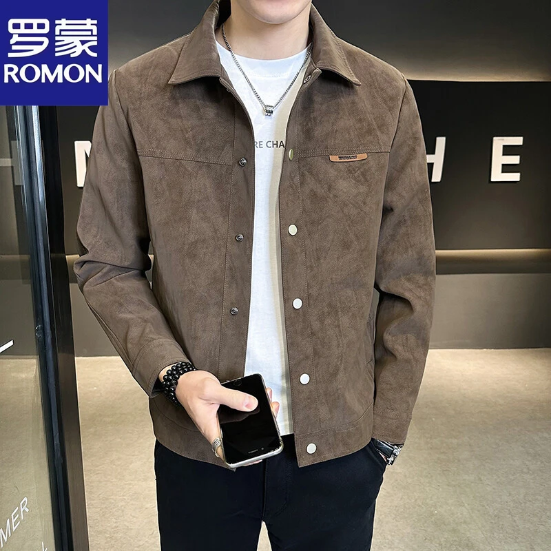 Romon/罗蒙男士夹克爆款春秋新款休闲翻领潮流春季青年品牌外套