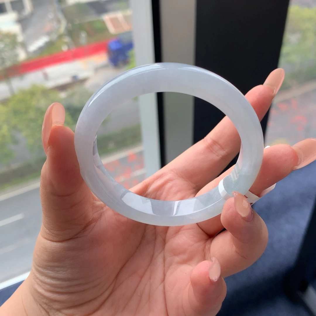 翡翠手镯未镶嵌24 55白冰调正圈