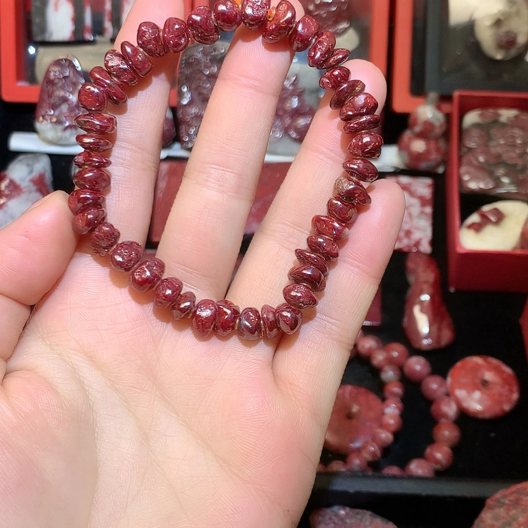 天然辰砂狗头砂手串