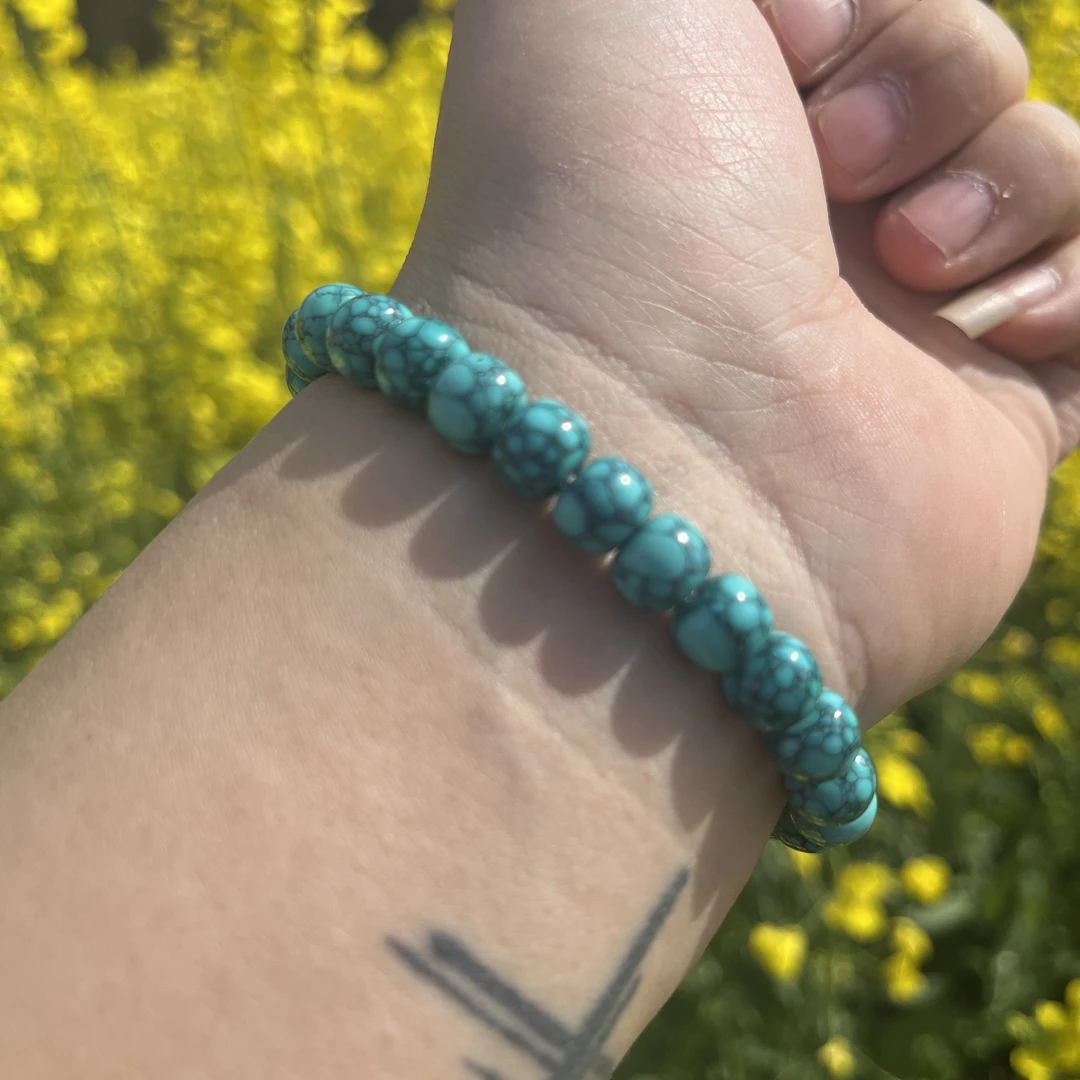 【棋松域721】卡8蓝绿网花老型单圈手串