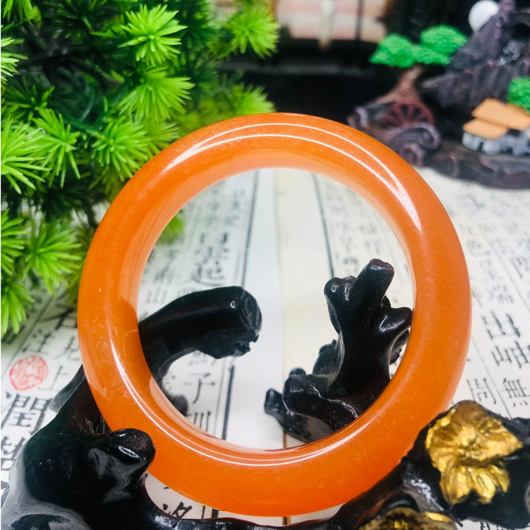 【月亿珠宝】黄龙玉手镯鸿运当头橘色精美时尚女款福禄寿圆形百搭