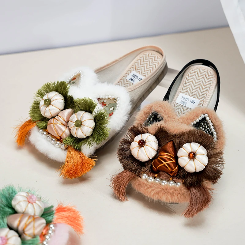 1平底拖鞋新款虎头鞋民族风虎头鞋手工2022-199