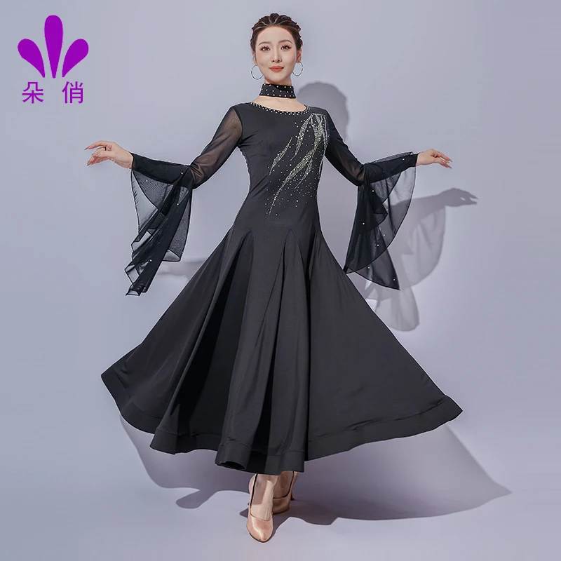 朵俏摩登舞服新款大摆连衣裙交谊舞专业舞蹈服国标舞练功服演出服