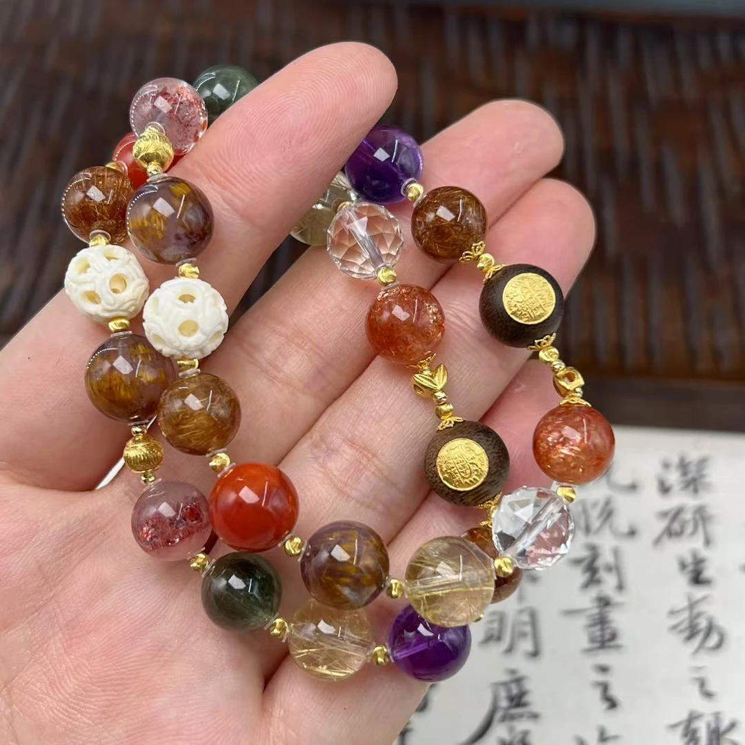 【北野珠宝】天然水晶多宝DIY手串-B106H-74多样性发一10mm