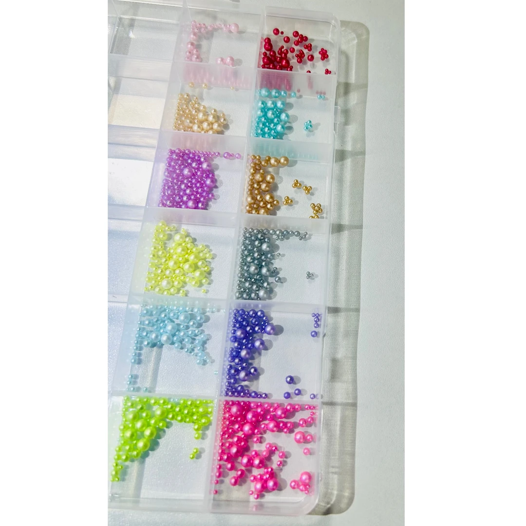 【高亮圆珍珠】美甲饰品无孔圆珍珠美甲配饰diy白色混装