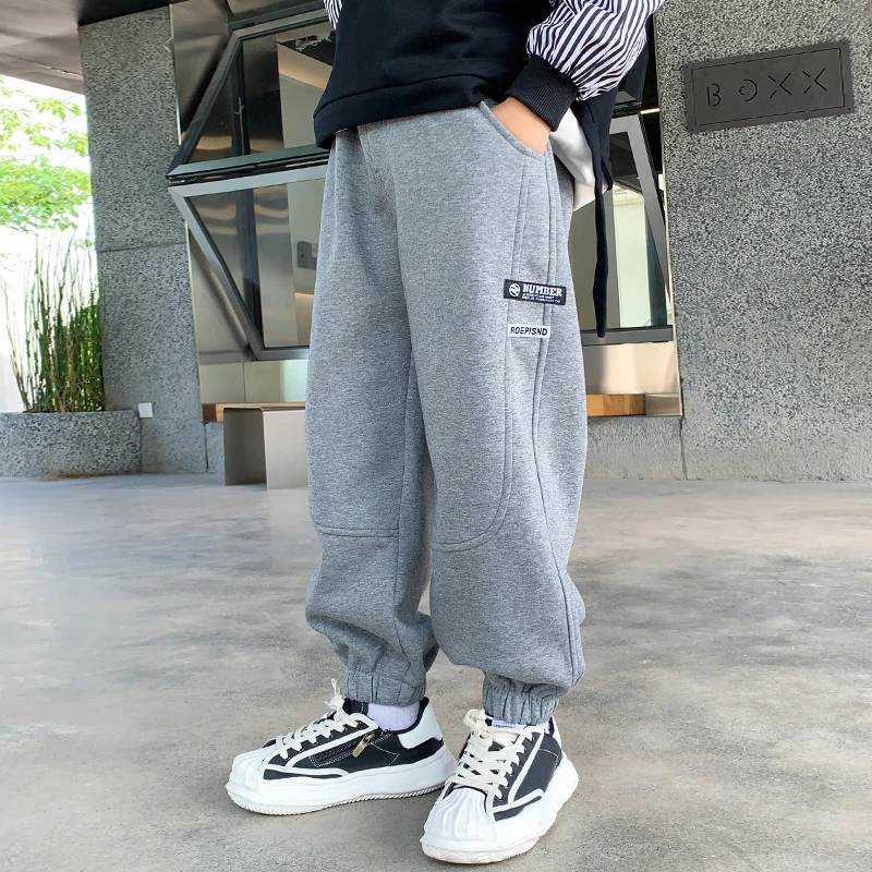 儿童装男童休闲裤春秋款2025中大童秋冬季一体绒男孩洋气外穿长裤