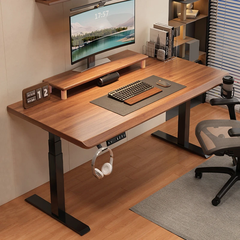 实木智能电动升降桌家用双人可调台式游戏自动电竞桌学生办公桌子