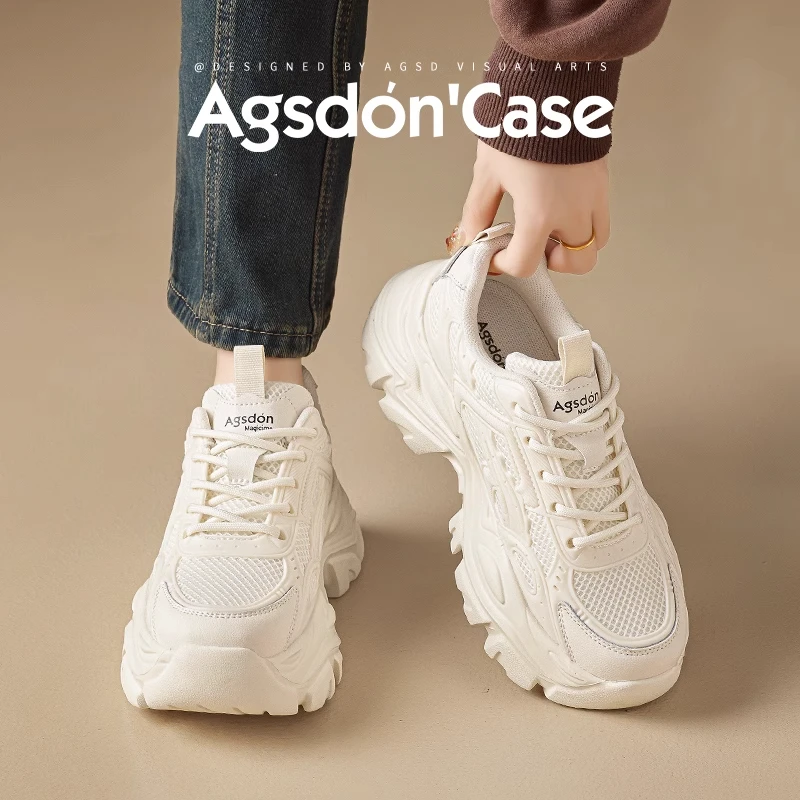 奥古狮登厚底老爹鞋女2025新款春季爆款显脚小增高运动小白鞋百搭