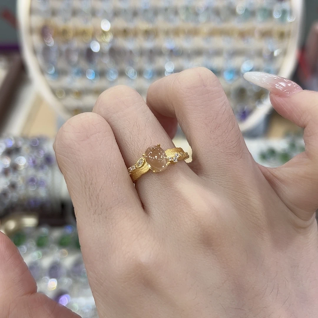 戒指黄晶银S925镶嵌