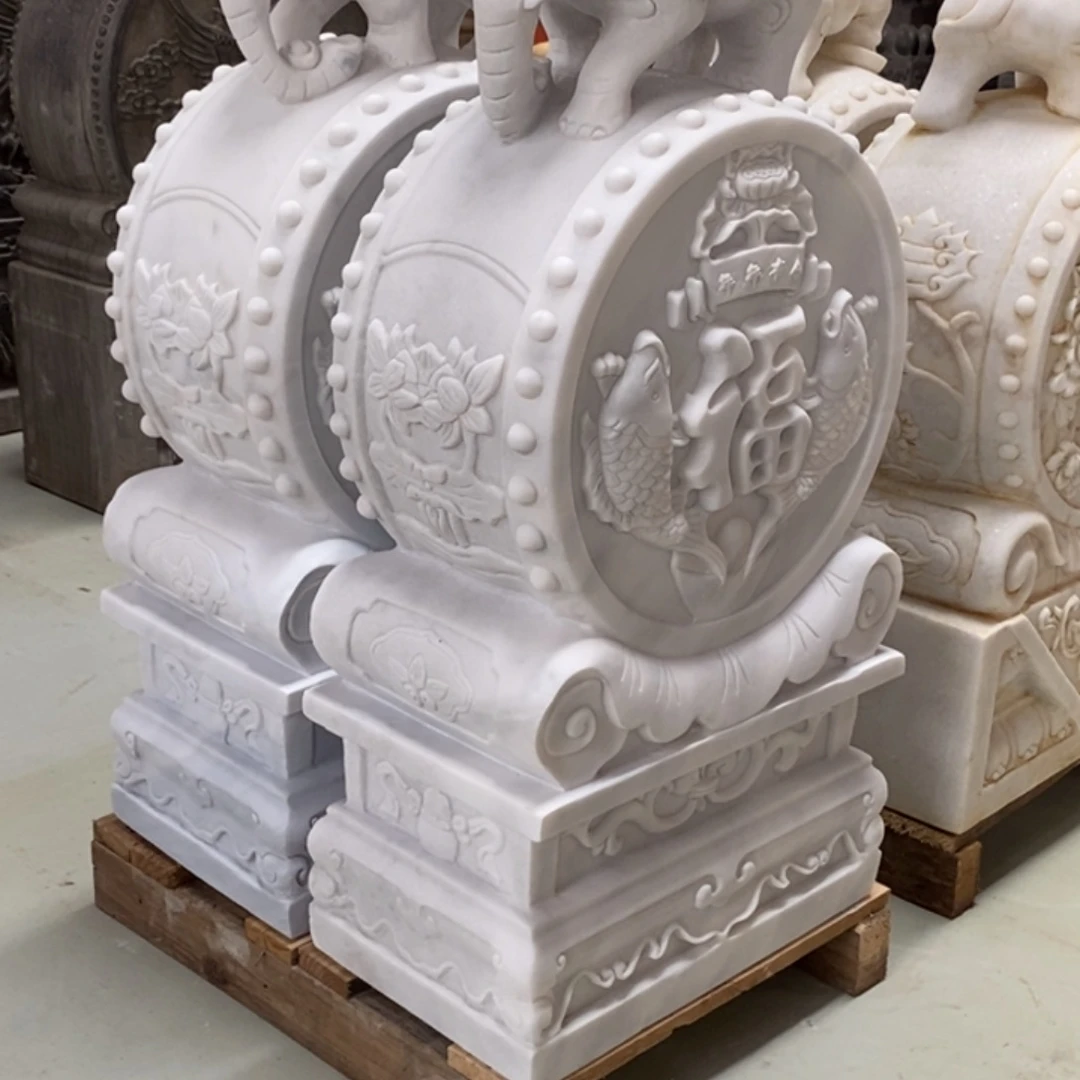 石材高80象抱鼓石汉白玉不管卸车