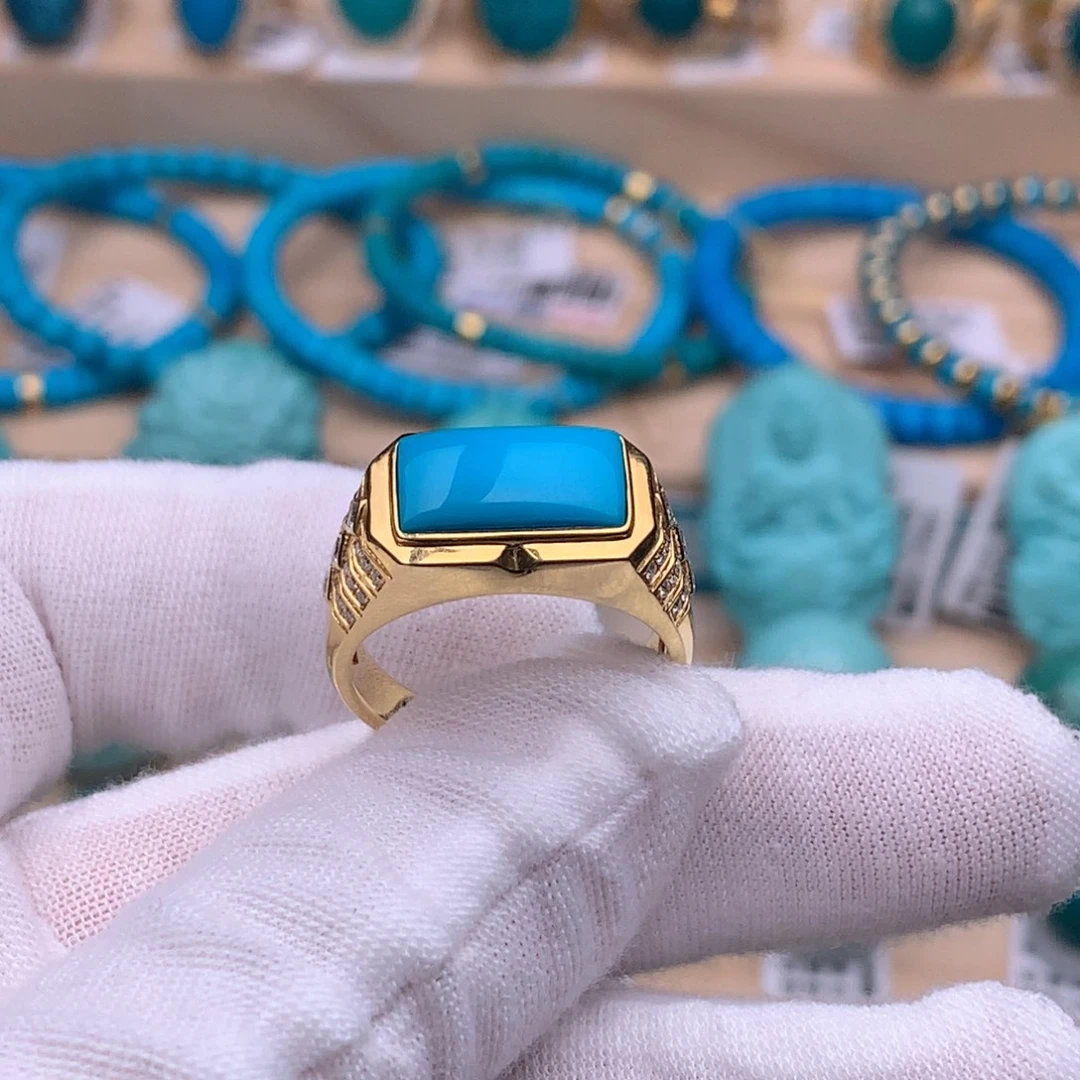 绿松石18K金镶嵌珠宝奇石