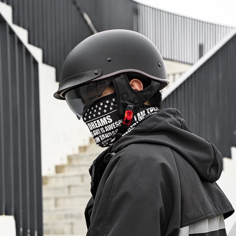 摩托车头盔复古巡航半盔春夏季瓢盔男女骑行电动机车安全帽3C认证