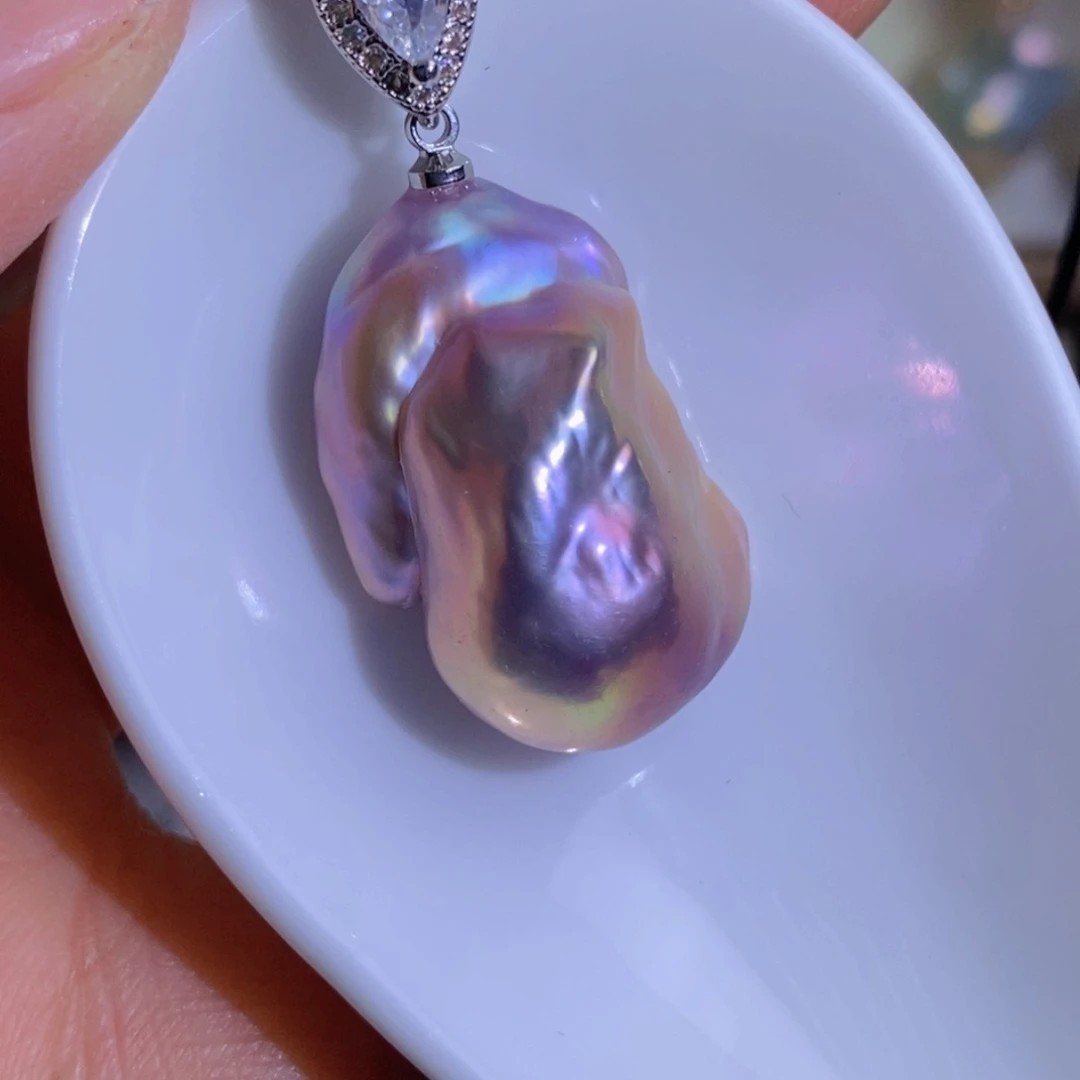 银S925镶嵌天然淡水珍珠淡水珍珠