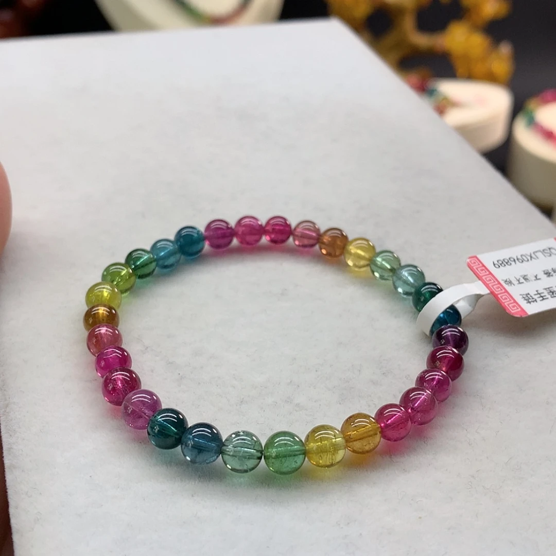 【闪购商品】未镶嵌手链碧玺彩虹色标单圈5.8