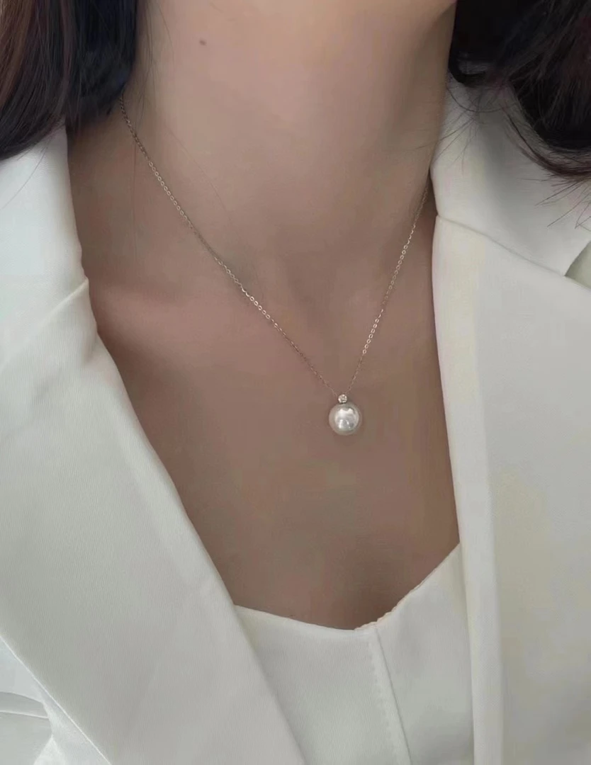 吊坠925银 王妃款14mm冷白光大龙珠简约仙女气质时尚女王