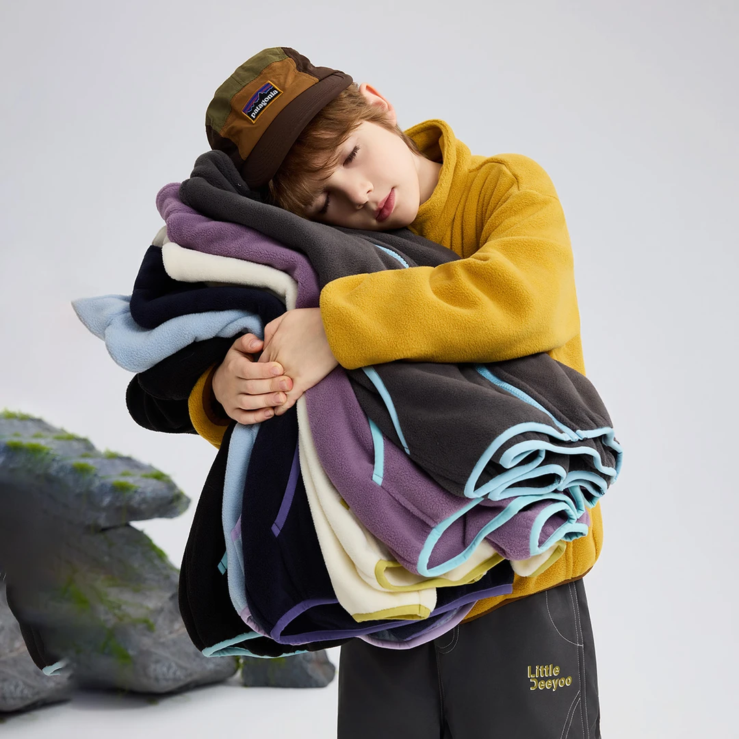 【百搭内胆】ASK JUNIOR2025秋季新款男女童撞色摇粒绒上衣中大童