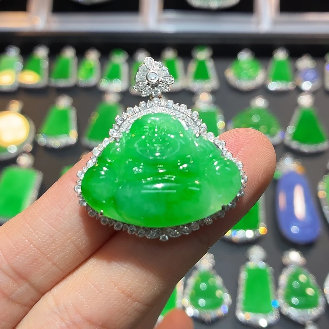 翡翠18K金镶嵌吊坠(不含链)尾款