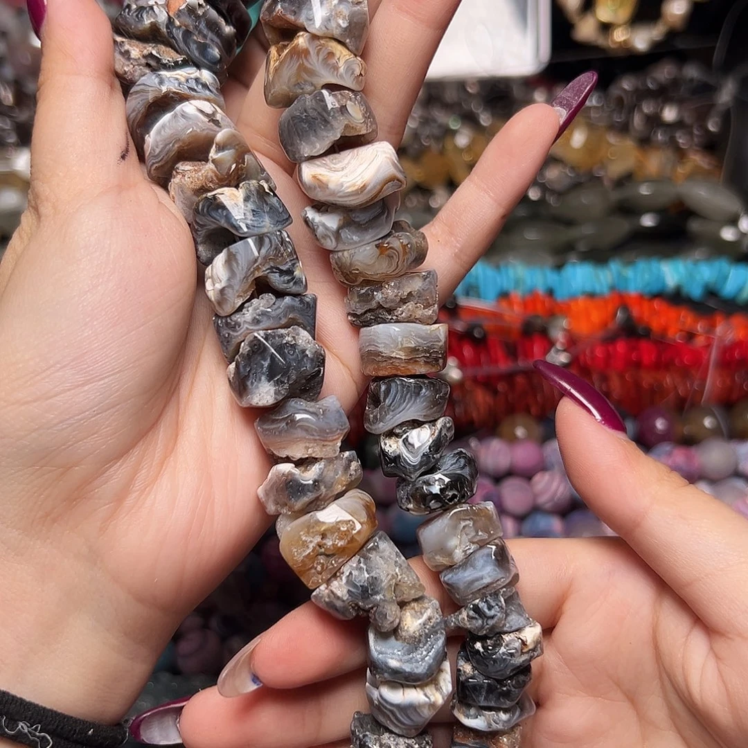 玛瑙/玉髓足银镶嵌珠宝半成品X308银河系玛瑙塔尖一条