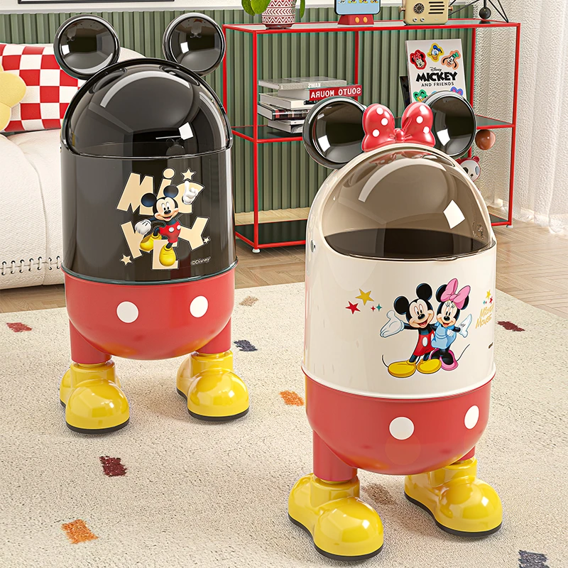 米奇垃圾桶家用客厅轻奢高档新款高颜值创意卧室厨房大号带盖纸篓