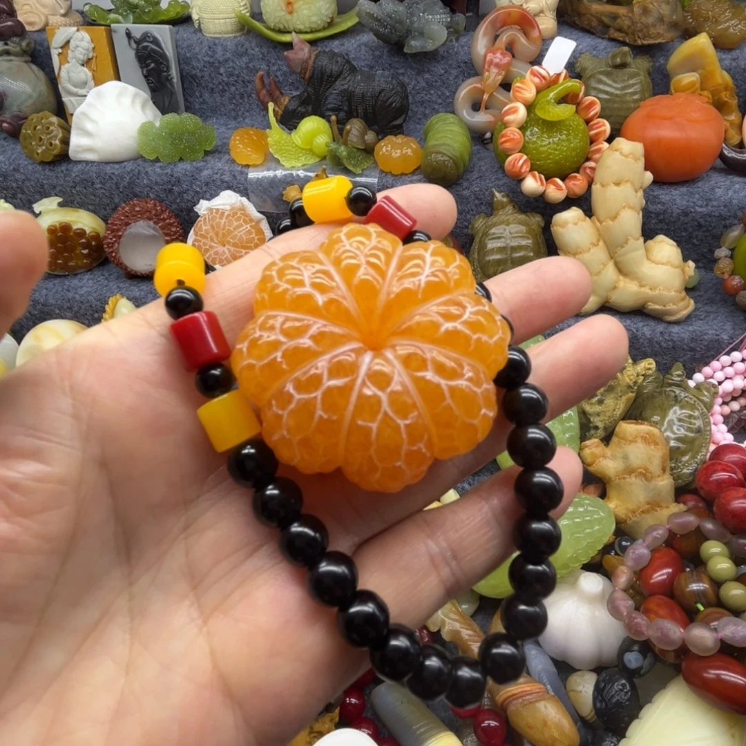 G***～石材橘子手把件大吉大利