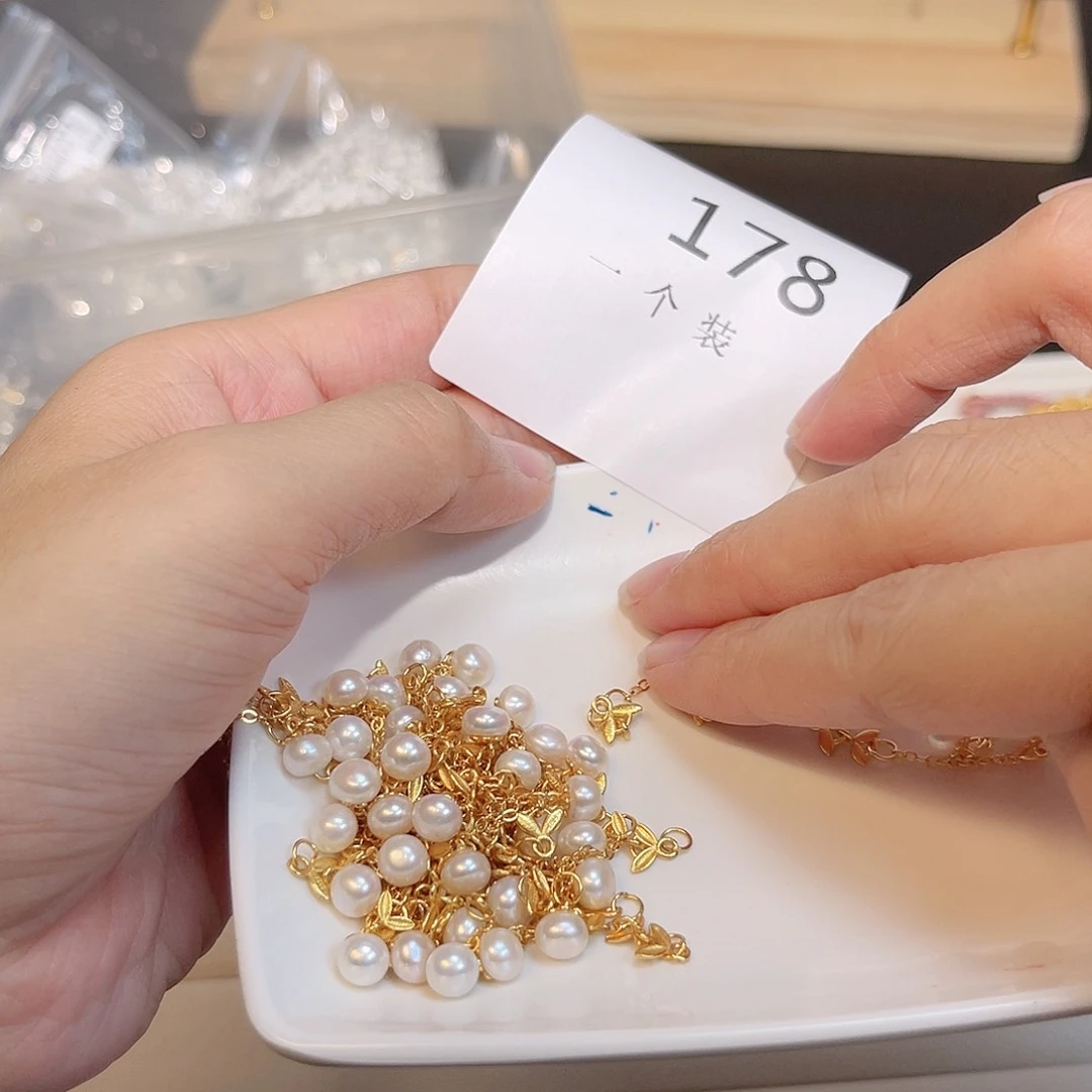 水晶珠宝半成品银S925镀金镶嵌178 。