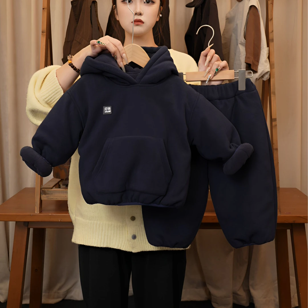 儿童奥粒绒加厚套装2025款冬季中性款韩版中小童洋气两件套25T008