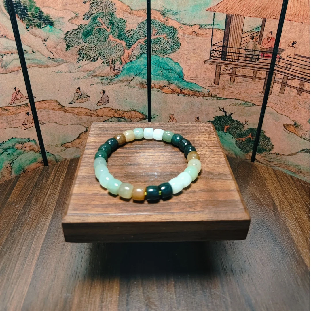 W和田玉多宝桶珠手串（卡8）0380